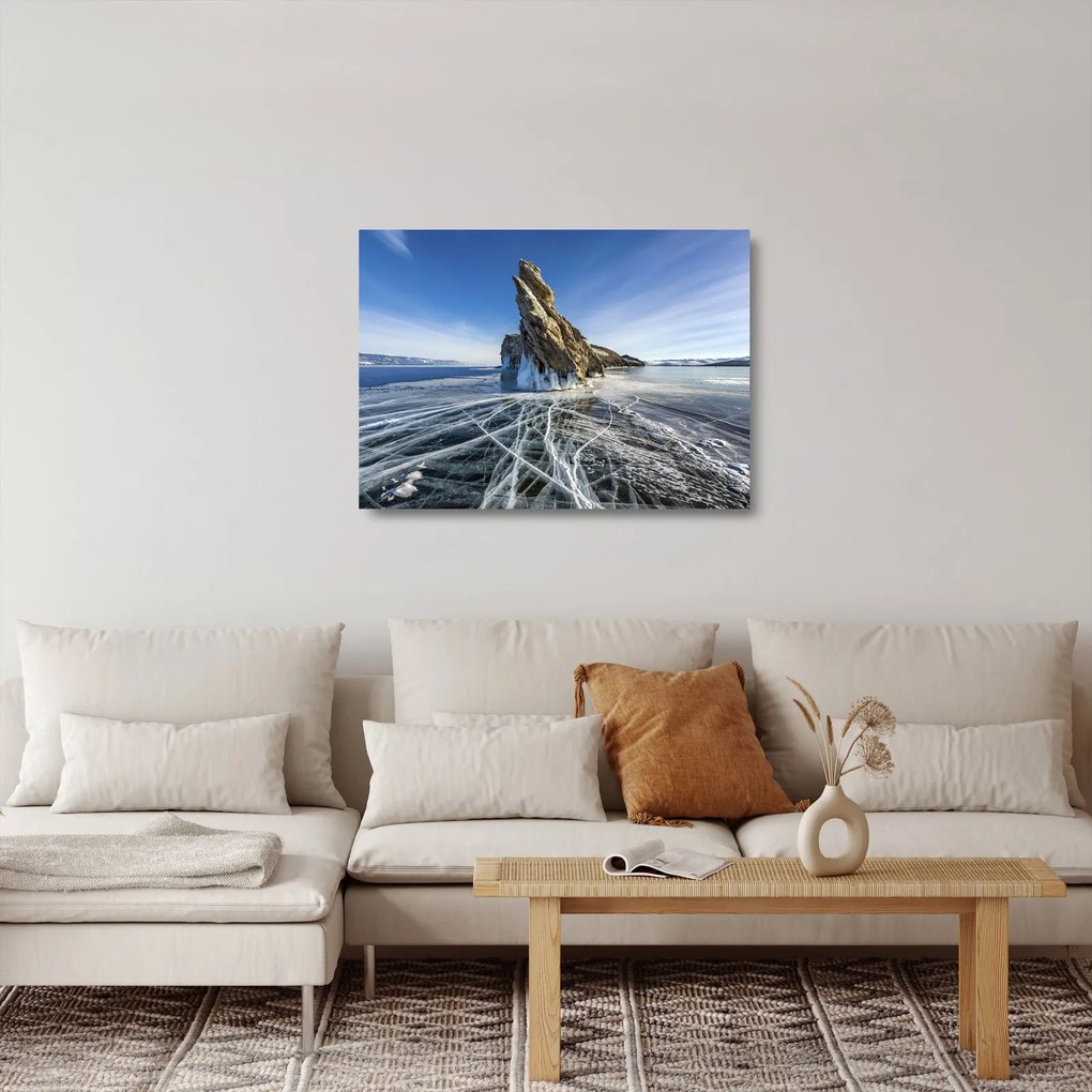 Tablou pe sticlă cu piatra înghețată (70x50 cm)