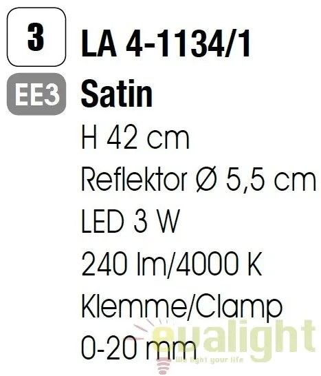 Lampa LED cu clips design modern Mira LA 4-1134/1 satin OR
