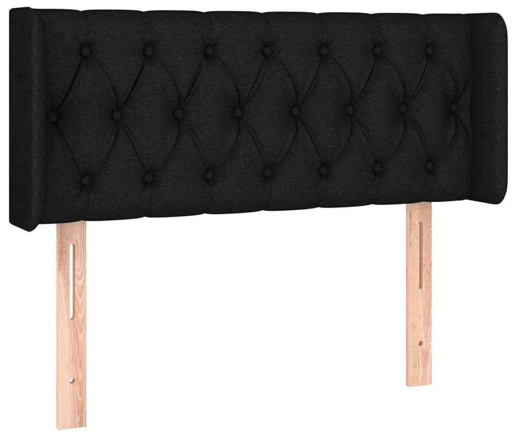 Tablie de pat cu LED, negru, 93x16x78 88 cm, textil 1, Negru, 93 x 16 x 78 88 cm