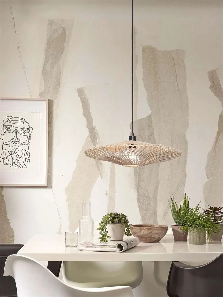 Lustra/Pendul eco din ratan Zanzibar flat 55cm L, white