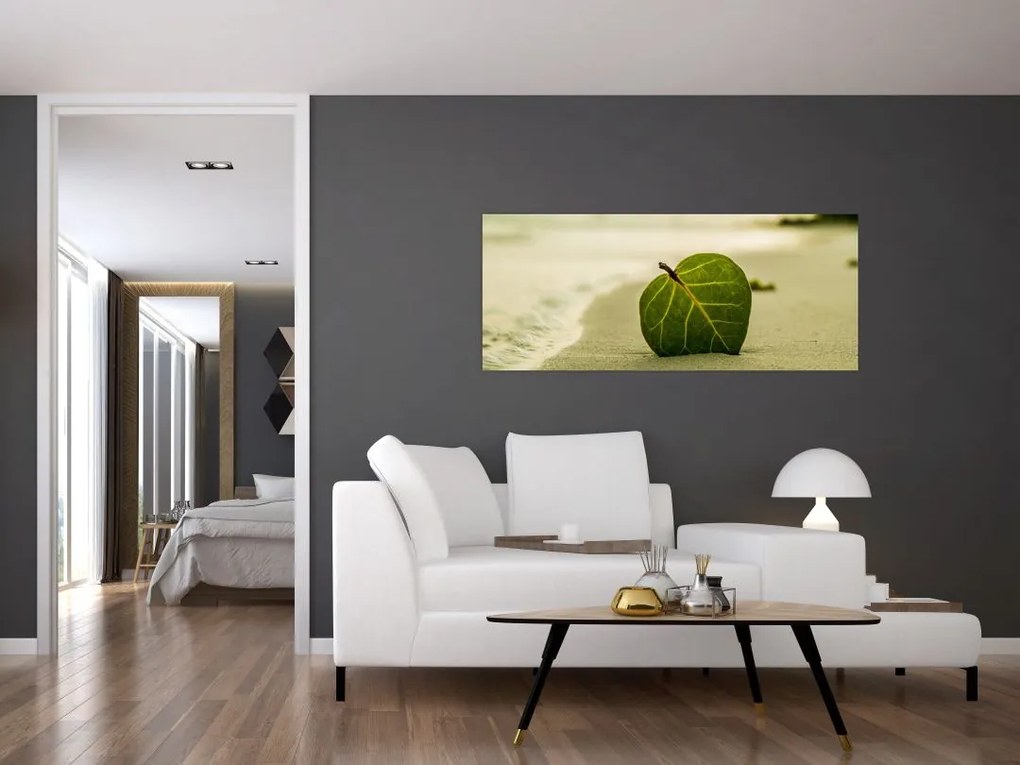 Tablou cu frunză în nisip (120x50 cm)