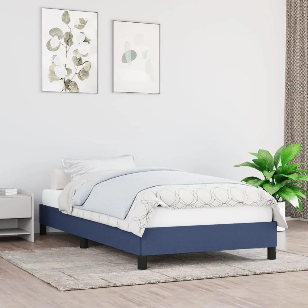 Cadru de pat, albastru, 90x190 cm, material textil Albastru, 25 cm, 90 x 190 cm