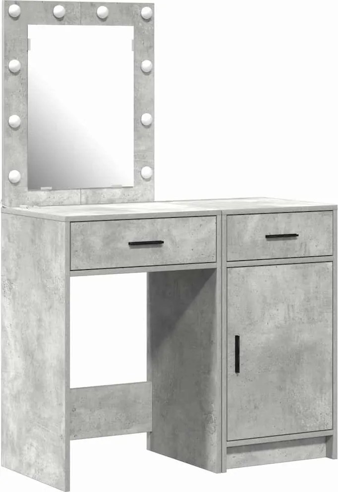 vidaXL Masă de Machiaj cu ușă 2 pcs Gri 50 x 41 x 135 cm Lemn compozit