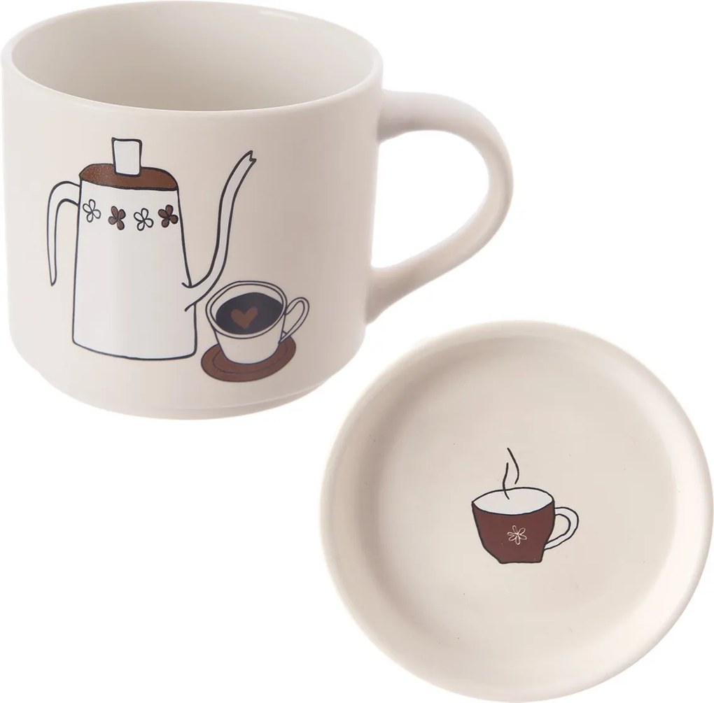 Cană din porțelan cu capac Orion Cafea, 0,45 l