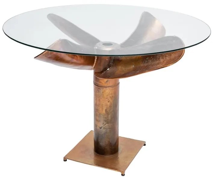 Masa dining rotunda Ocean cu blat din sticla securizata, 105 cm