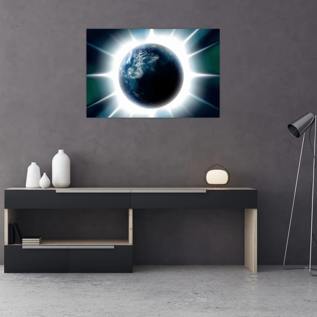 Tablou cu planeta iluminată (90x60 cm)