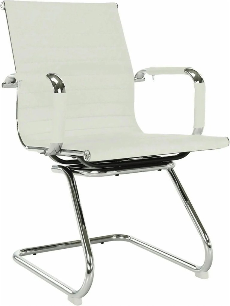 Scaun conferinta AZURE 2 NEW TYP 2, piele ecologica/metal, alb, 54.5x6