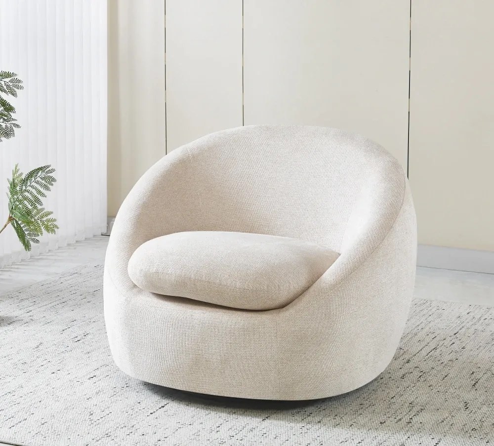 Fotoliu Rotativ – Fotoliu Modern și Confortabil pentru Living, Material Textil, Bej