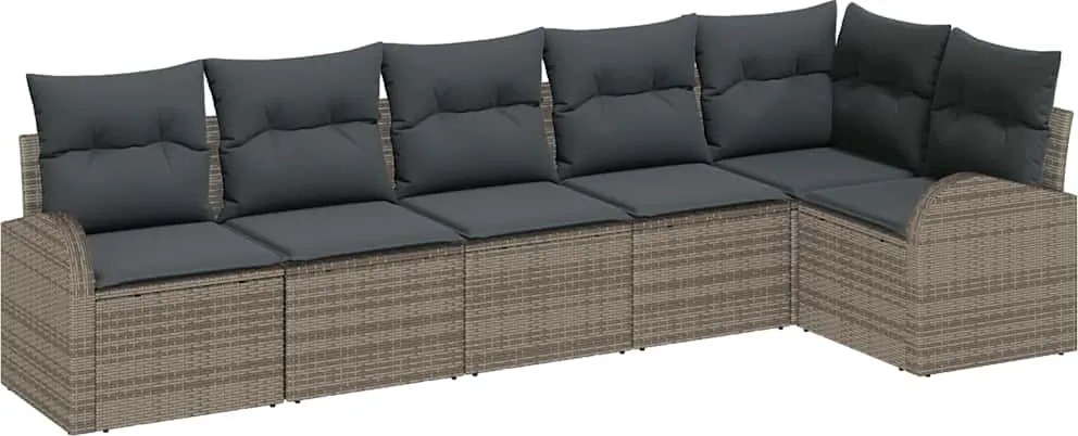 vidaXL Set de canapele pentru grădină cu pernă 6 pcs Gri poliratan