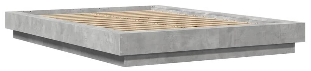 3281101 vidaXL Cadru de pat cu lumini LED gri beton 140x200 cm, lemn prelucrat