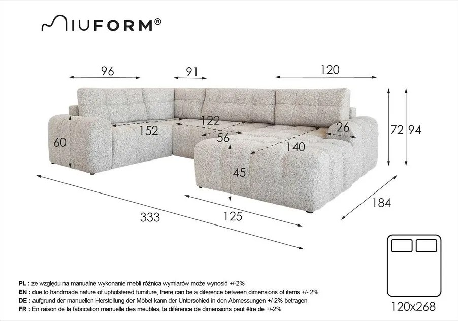 Colțar modular bej extensibil/cu spațiu de depozitare (cu colț pe partea stângă) Lulu – Miuform