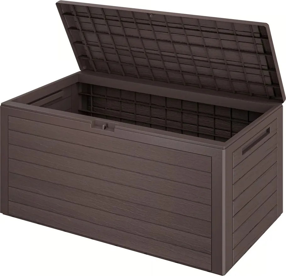 Cutie de depozitare WOODEBOX, 280L, 120x46x57cm, maro închis Prosperplast