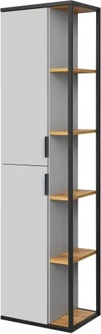 Dulap baie inalt cu 2 usi si rafturi, Manhattan Grey, l45xA33xH171 cm
