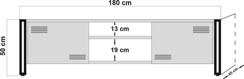 Comoda TV Cosmo Rex, Sapphire, 180x45x50 cm, natural/negru