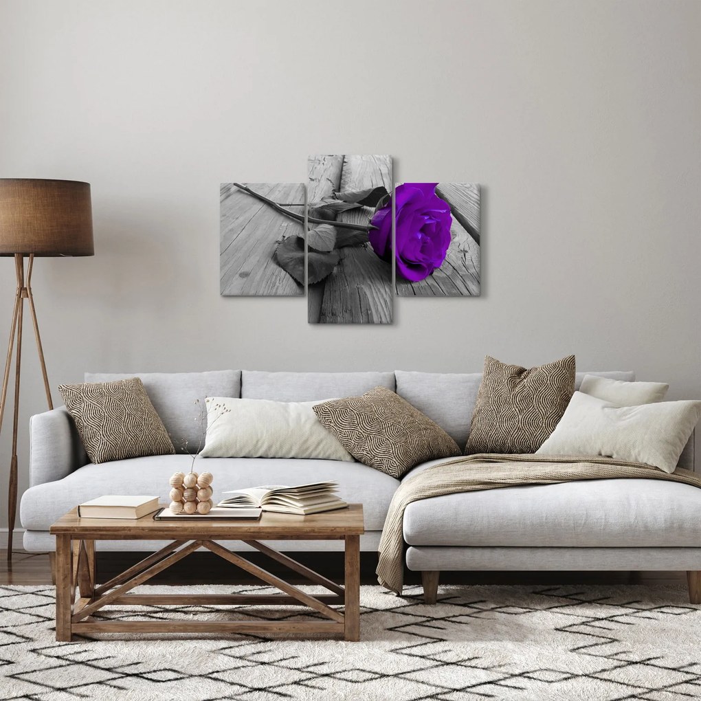 Tablou - Trandafir violet cu tulpina verde (90x60 cm)
