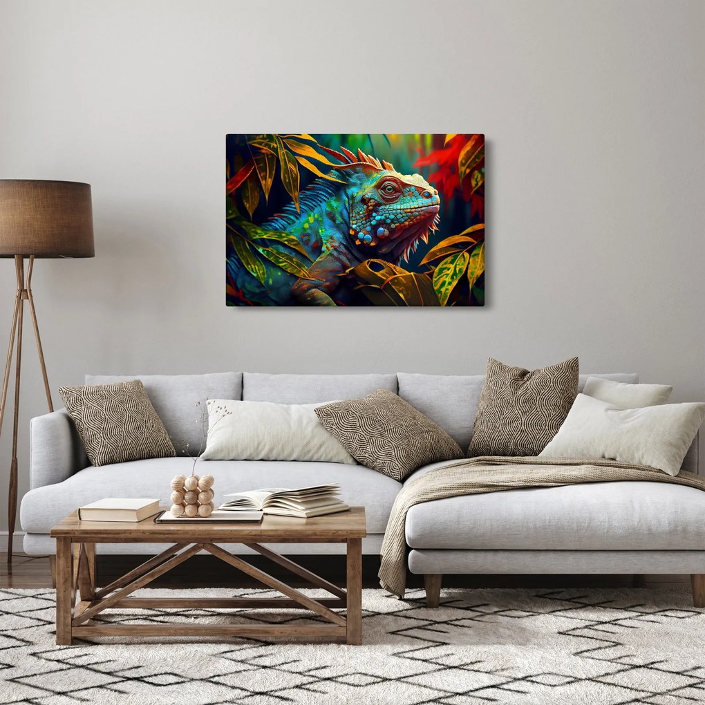 Tablou - Iguana colorată (90x60 cm)
