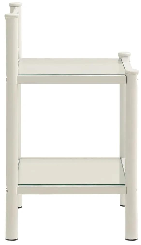 Noptiera, alb si transparent, 45x34,5x60,5 cm, metal si sticla 1, white and transparent