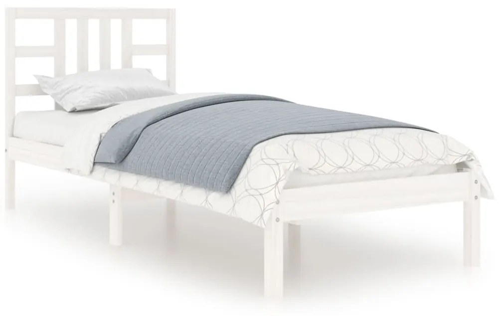 3105366 vidaXL Cadru de pat Small Single 2FT6, alb, 75x190 cm, lemn masiv