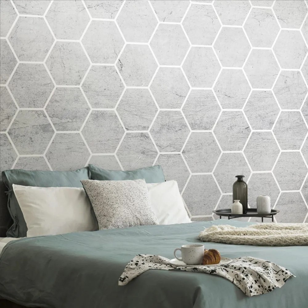 Tapet model hexagonal gri