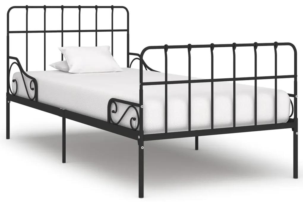 284609 vidaXL Cadru de pat cu bază din șipci, negru, 100 x 200 cm, metal