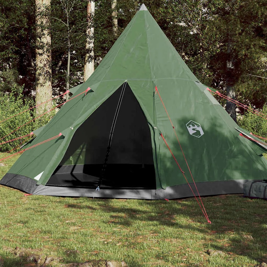 vidaXL Cort de camping tipi pentru 4 persoane, verde, impermeabil
