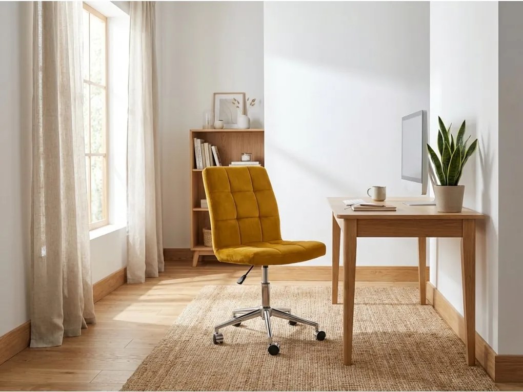 OFERTA Scaun de birou galben Q-020 VELVET II. calitate