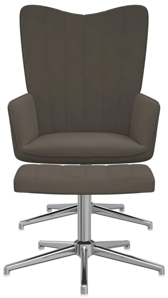 327733 vidaXL Scaun de relaxare cu taburet, gri închis, catifea