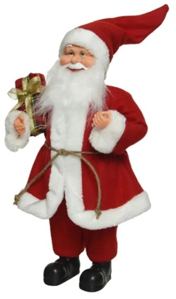 Decoratiune Santa basic w gift, Decoris, H45 cm, poliester, rosu