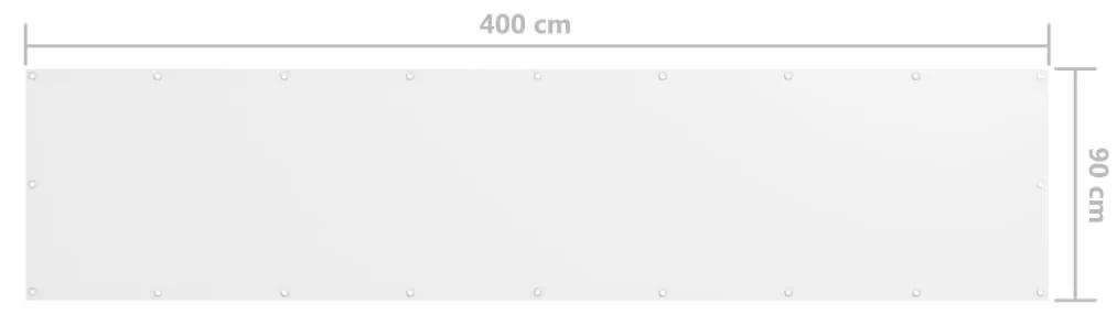 Paravan de balcon, alb, 90 x 400 cm, tesatura oxford Alb, 90 x 400 cm