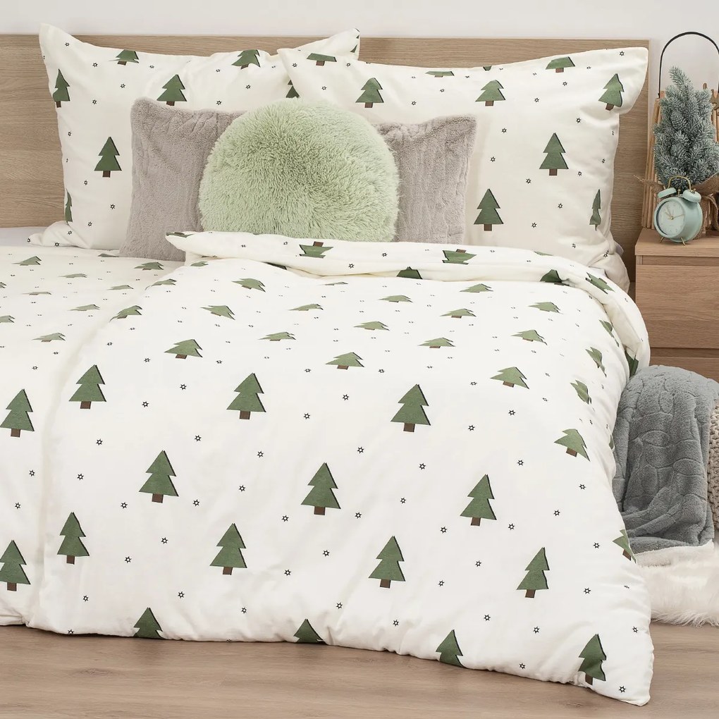 Lenjerie de pat din flanel 4Home Little Trees, 140x 220 cm, 70 x 90 cm, 140 x 220 cm, 70 x 90 cm