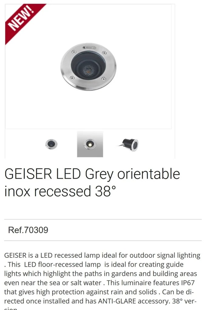 Spot LED orientabil / incastrabil de exterior pentru pavaj 18cm GEISER 15W
