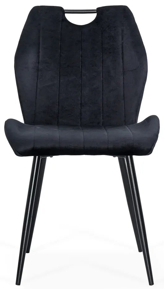 Scaun living negru din catifea cu cadru metalic si spatar ergonomic BUC 204