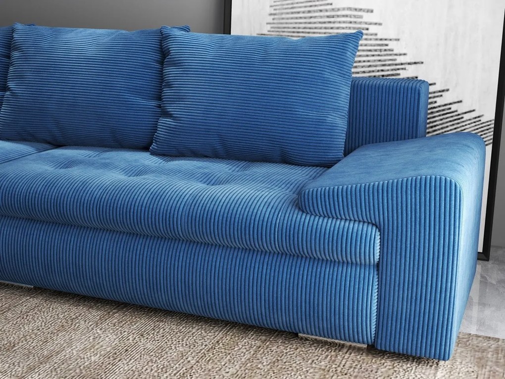 Colțar extensibil dumonde cu ladă de depozitare si sezut confortabil din spuma high-density, Leonardo Zoom Albastru 260x185 cm