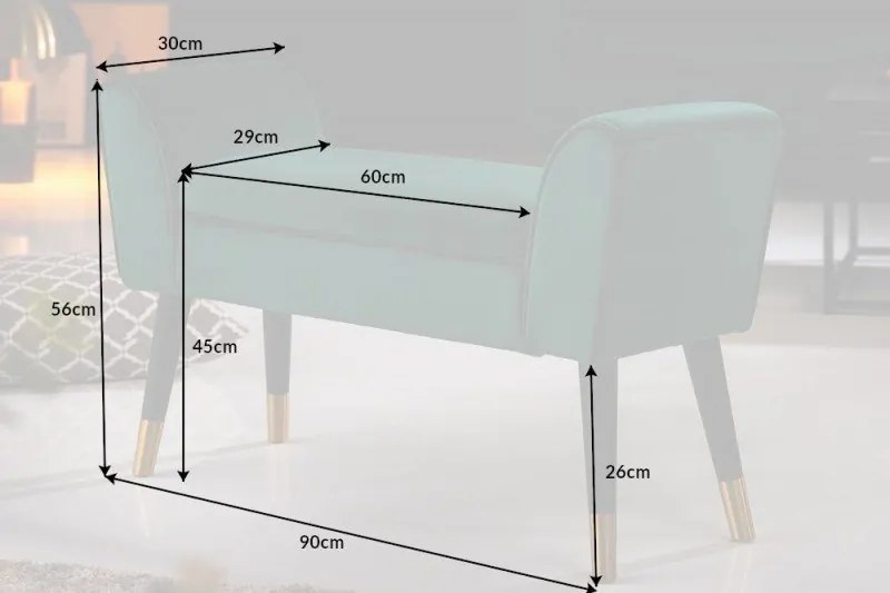 Bancheta eleganta, tapitata Scarlett 90cm, verde smarald