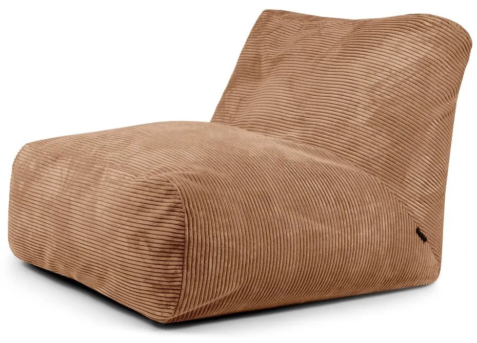 Fotoliu bean bag maro cu tapițerie din catifea reiată Tube 100 – SLOWDOWN