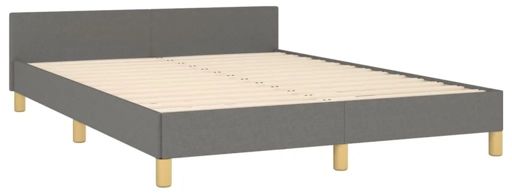 Cadru de pat cu tablie, gri inchis, 140x200 cm, textil Morke gra, 140 x 200 cm, Benzi verticale
