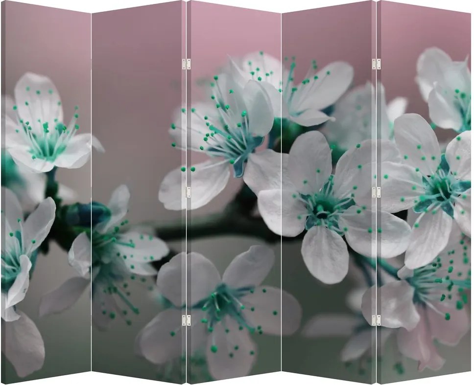 Paravan - Floare - turcoaz (210x170 cm)