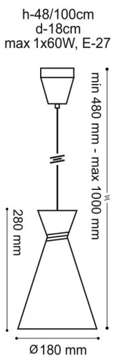 Lustră pe cablu TOKYO 1xE27/60W/230V