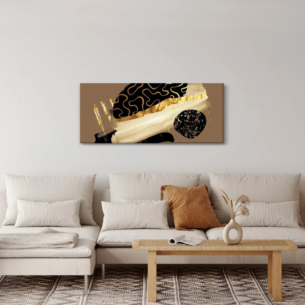 Tablou - Abstracție maro auriu N⁰3 (120x50 cm)
