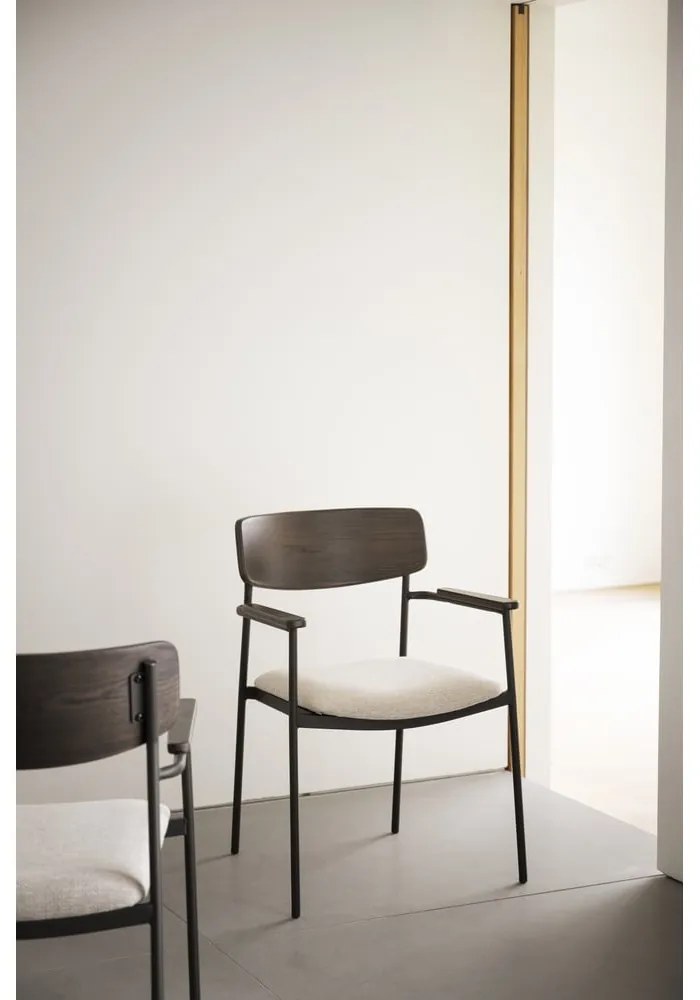 Scaune de dining crem/maro închis 2 buc. Maymont – Rowico