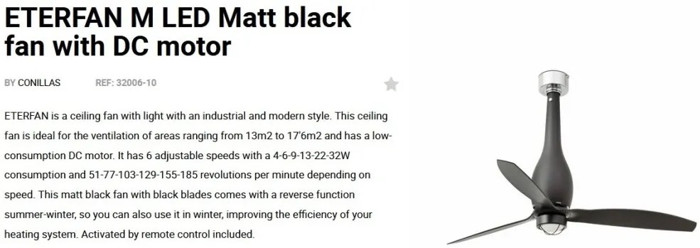 Lustra cu Ventilator si telecomanda ETERFAN M LED negru