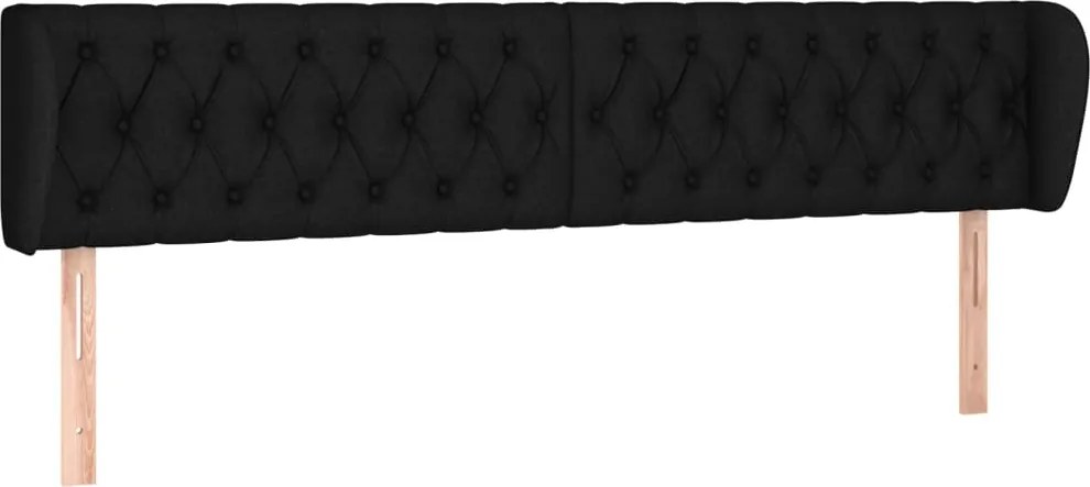 vidaXL Tăblie de pat cu aripioare negru 203x23x78/88 cm textil