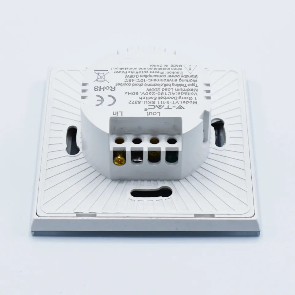 Intrerupator tip sonerie, sticla alba, 6A, V-TAC
