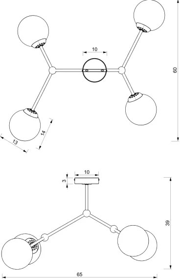 Lustră aplicată JOY 4xE14/40W/230V negru/crom lucios