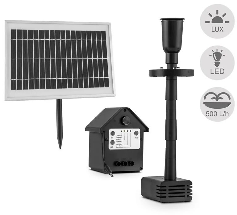 Waterworks 500 Pompa de apa Fountain solar 500l / h Indicator baterie