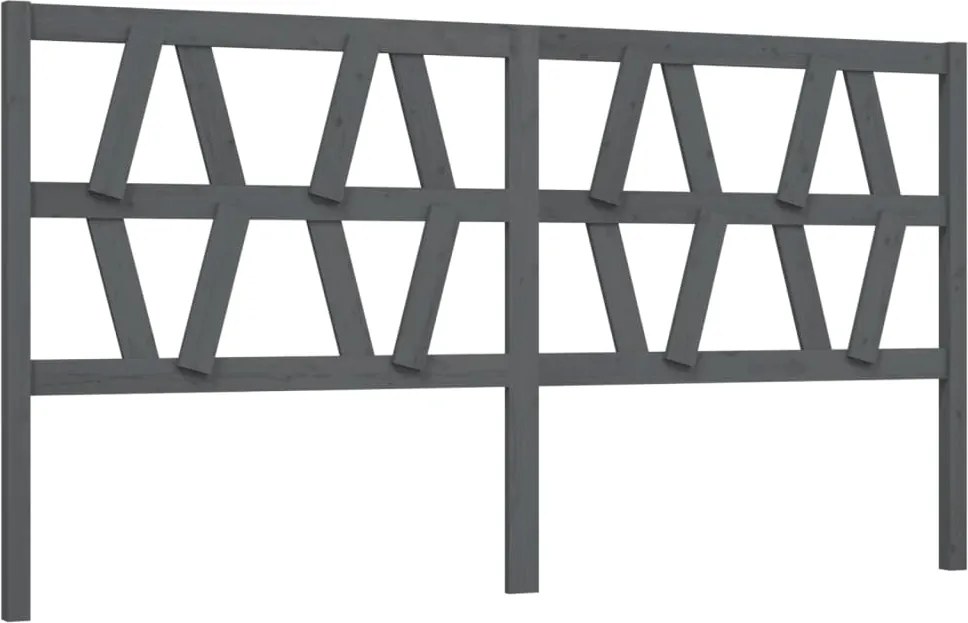 vidaXL Tăblie de pat, gri, 206x4x100 cm, lemn masiv de pin