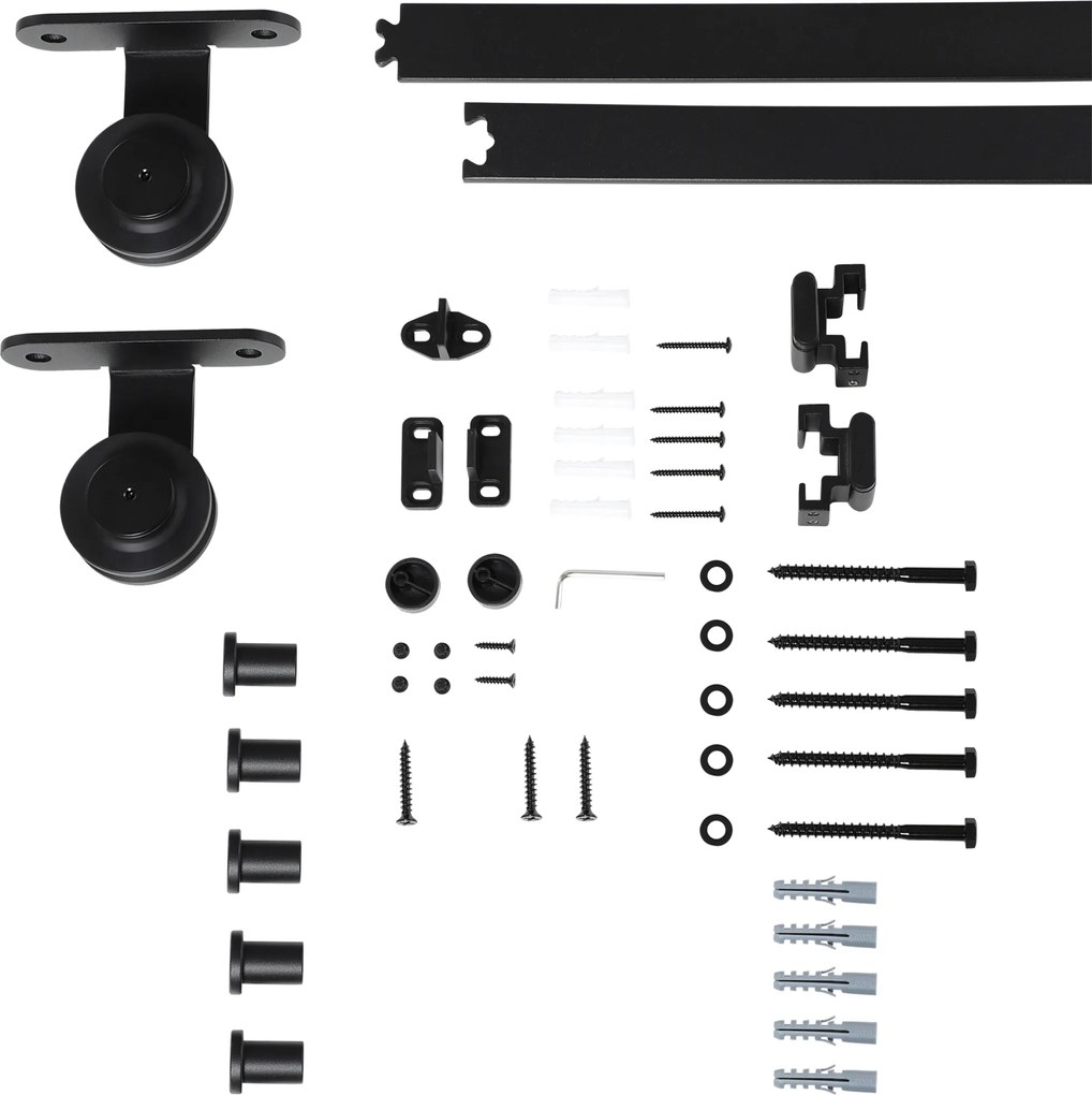 HOMCOM Set feronerie ușă culisantă, oțel carbon, suport 100 kg, pentru uși lemn 3.5-4.5 cm | Aosom Romania