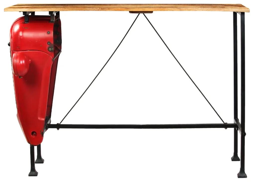 Masa bar, stil tractor, lemn masiv mango, rosu, 60x150x107 cm 1, 60 x 150 x 107 cm