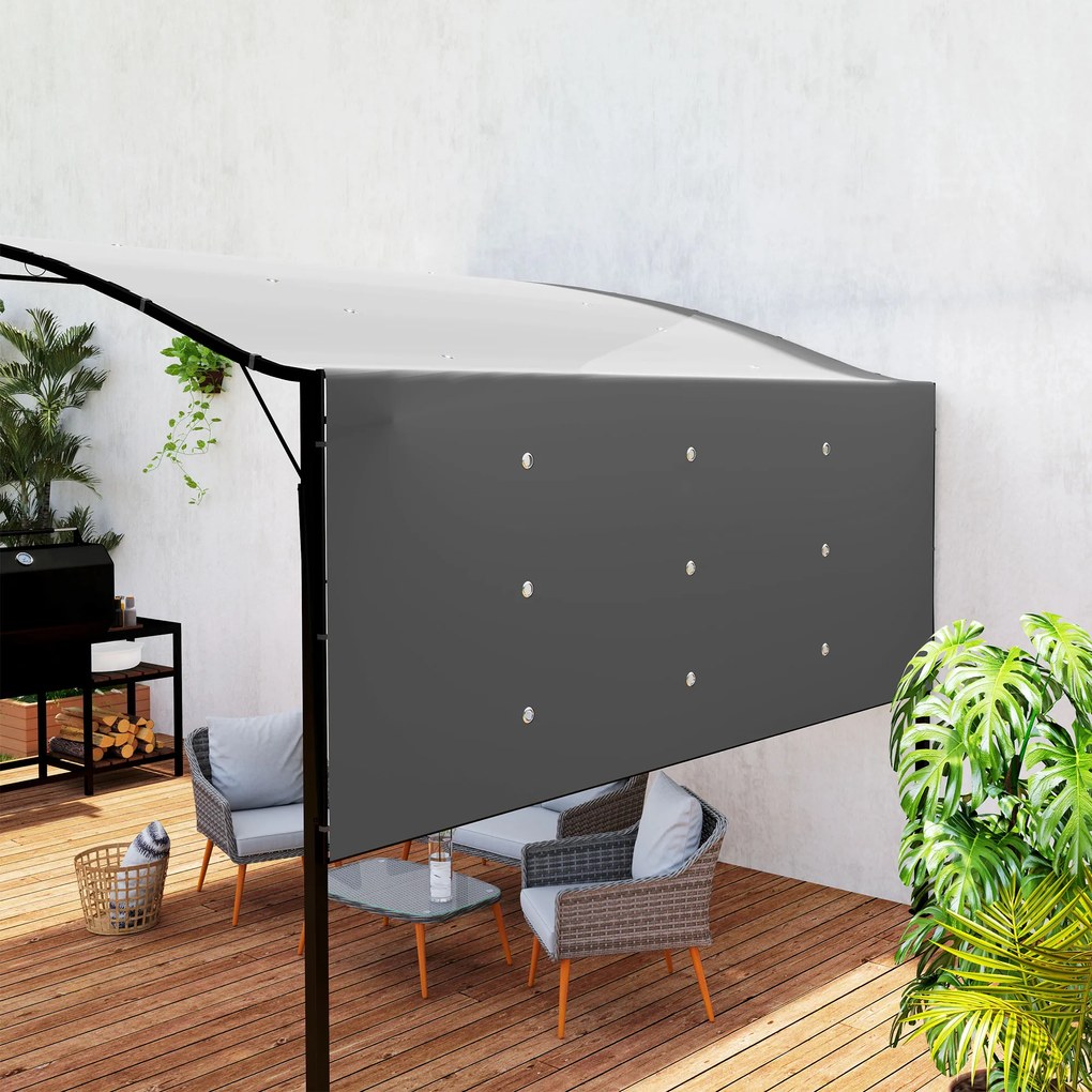 Outsunny Pavilion cu extindere de acoperiș rabatabilă rezistent la intemperii 3 x 2,5 m Gri închis | Aosom Romania