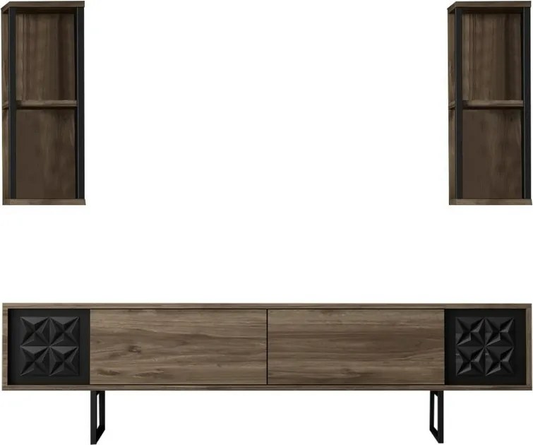 Măsuță TV cu rafturi Line Walnut and Black